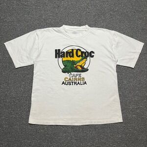 Vintage Hard Croc Cafe Cairns Australia Graphic Parody T Shirt Mens Size L White